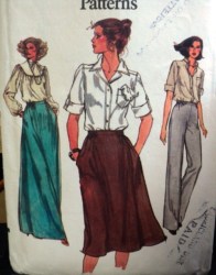 7042 VOGUE FLARE SKIRT LENGTHS,  STRAIGHT PANTS PATTERN 28" WAIST; 26 1/2, 25'' WAIST